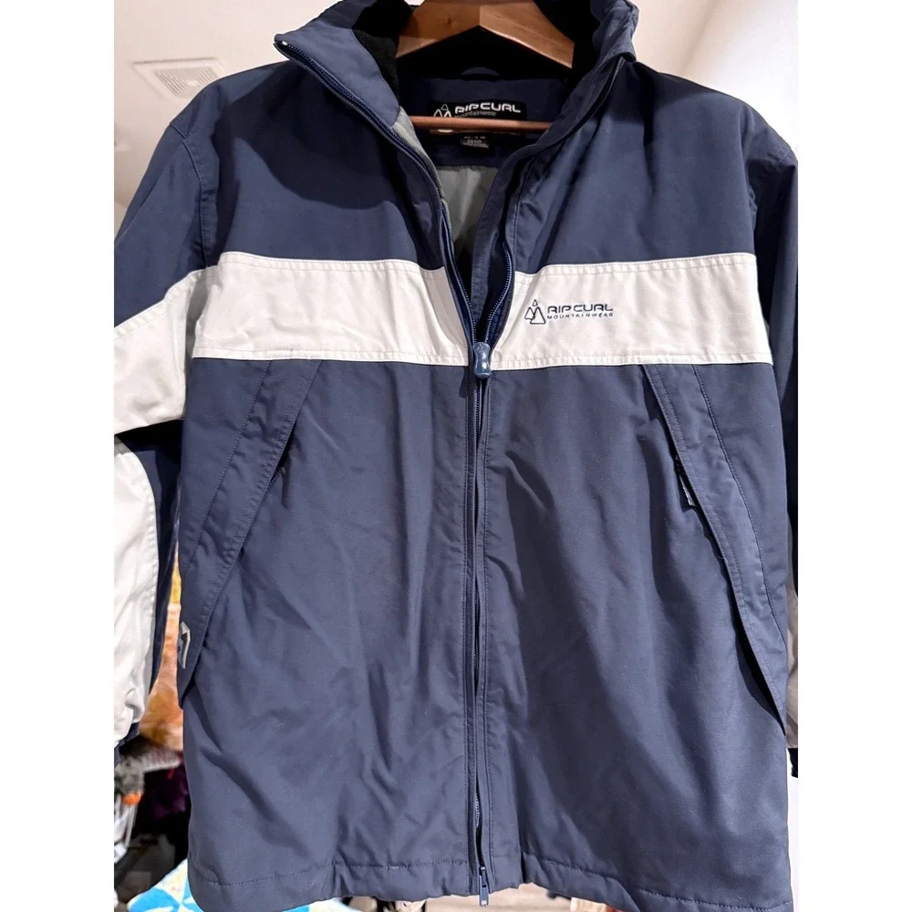 Rip Curl Mountainwear Unisex Kids Navy Grey Hooded Ski Jacket K-14 Seam Sealed